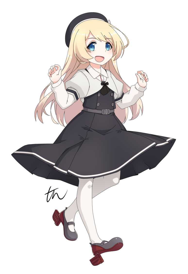 1girl, adapted_costume, arashio_(kantai_collection), arashio_(kantai_collection)_(cosplay), asashio_(kantai_collection), belt, beret, black_dress