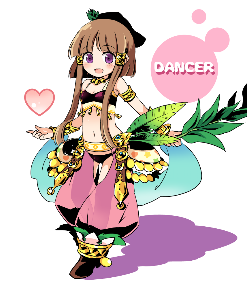 1girl, armlet, belt, bikini_bottom, bracer, breasts, brown_hair, cleavage