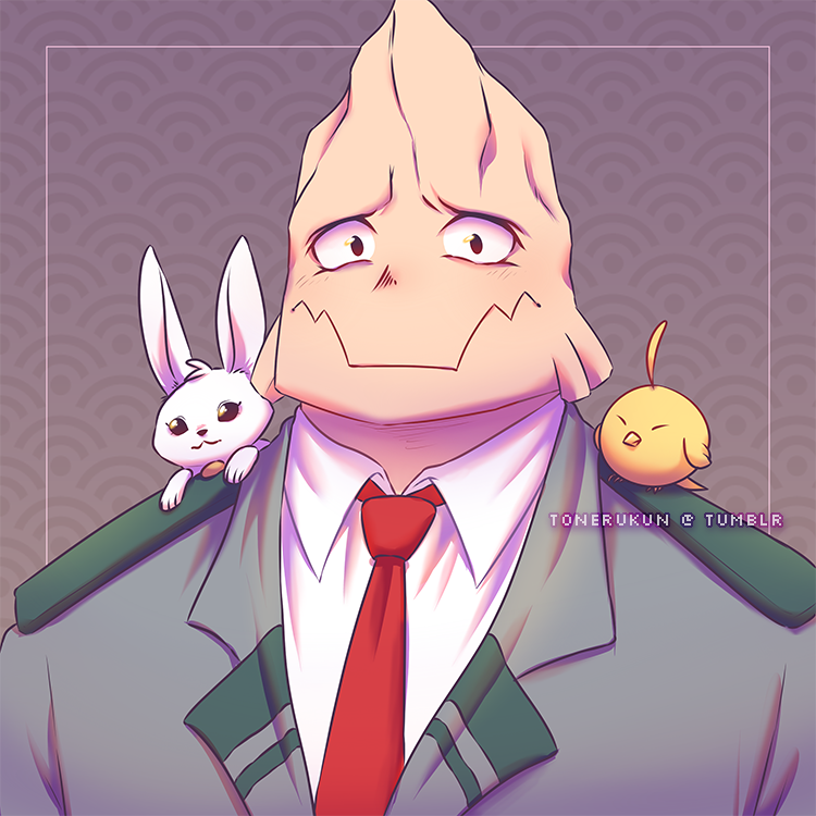 1boy, artist_name, bald, bird, blush, boku_no_hero_academia, kouda_kouji, necktie