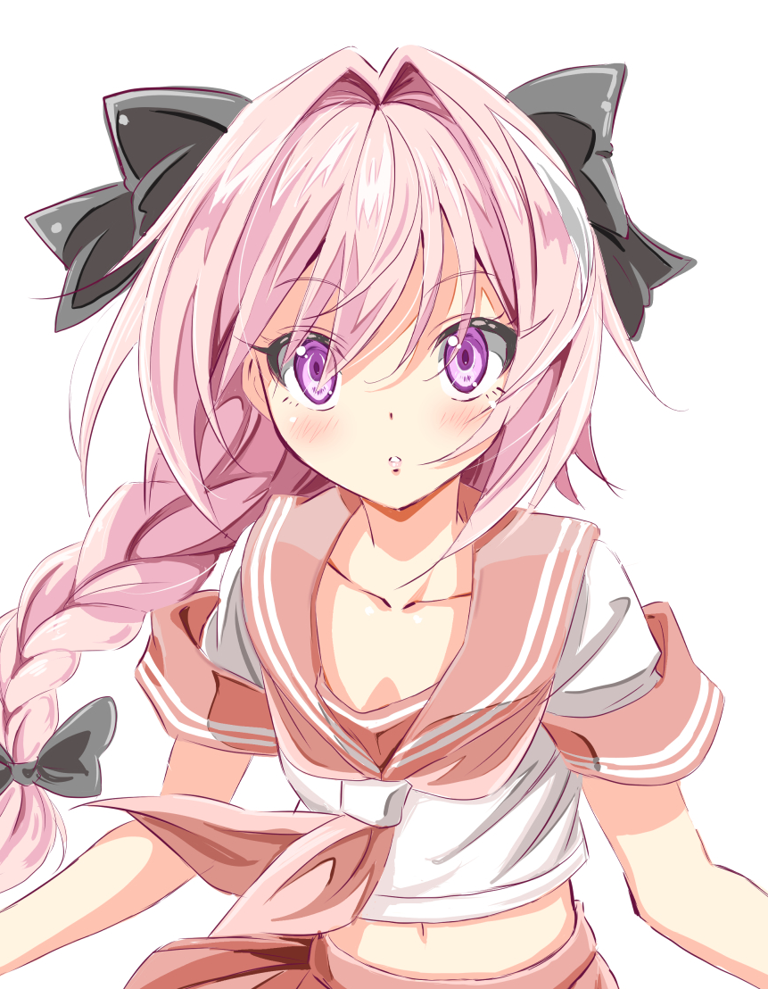 1boy, :o, astolfo_(fate), black_bow, black_ribbon, blush, bow, braid