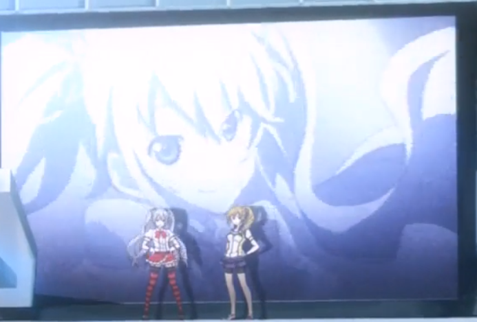 2girls, akiba's_trip, akiba's_trip_2, blonde_hair, bow, cropped, frilled_skirt, frills