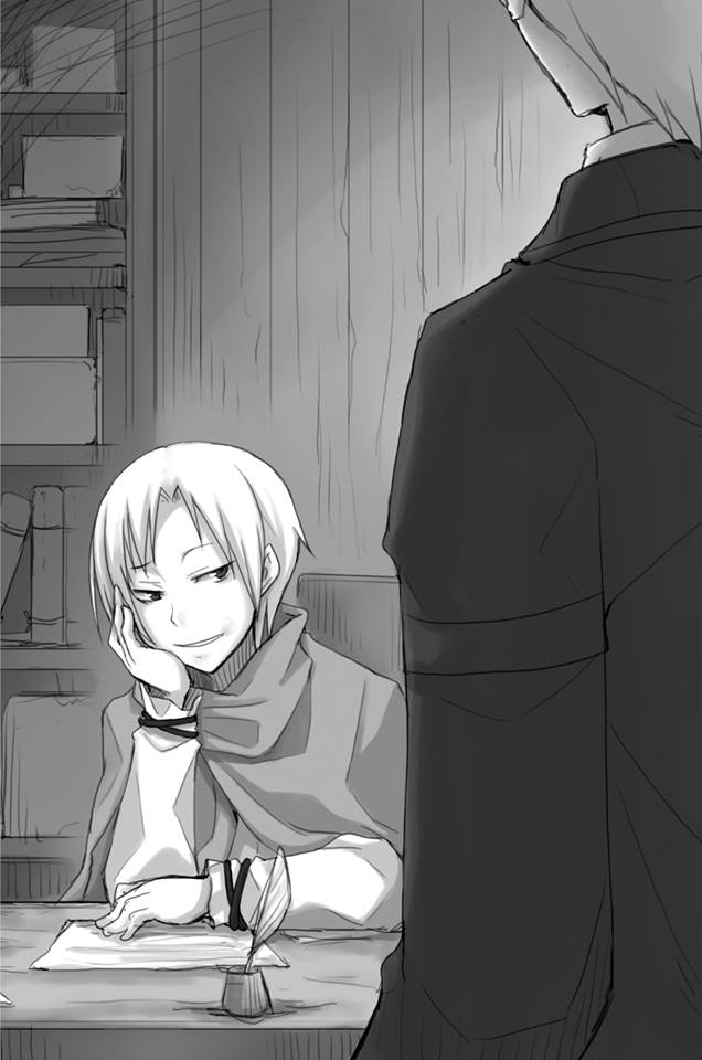 1boy, 1girl, ayakura_juu, bruise_on_face, cape, craft_lawrence, eve_bolan, feathers