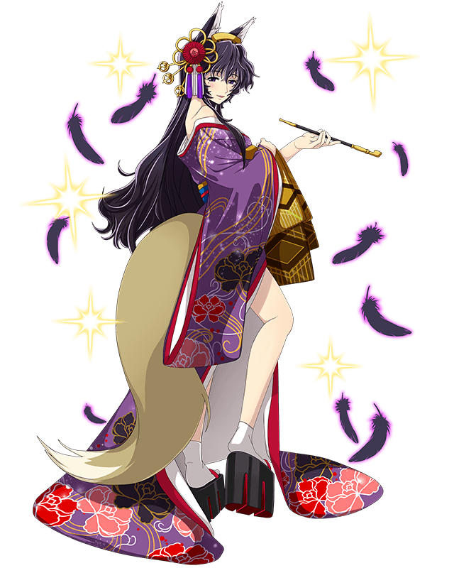1girl, animal_ears, black_feathers, blush, floral_print, fox_ears, fox_tail, from_side