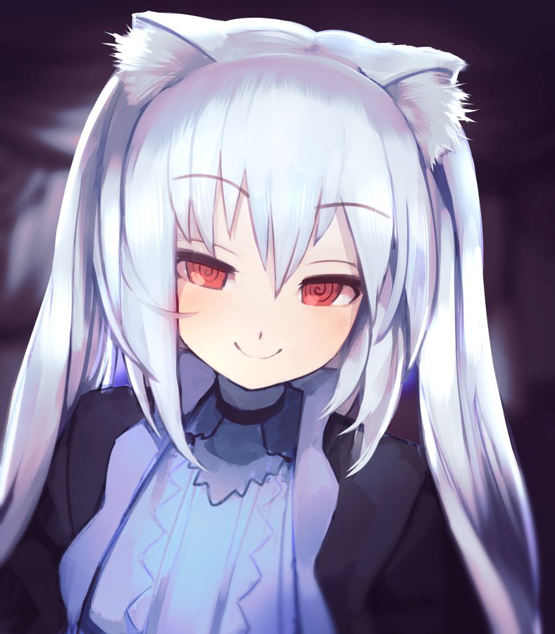 1girl, animal_ears, blush, cat_ears, dress, eyebrows_visible_through_hair, face, facing_viewer