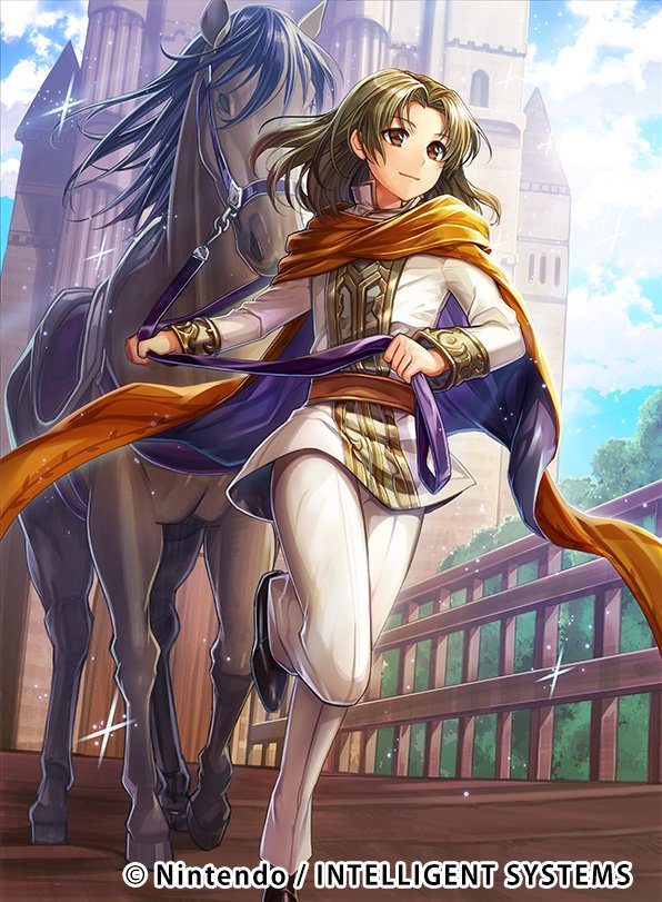 1boy, brown_eyes, brown_hair, cape, chachie, company_name, fire_emblem, fire_emblem:_seisen_no_keifu