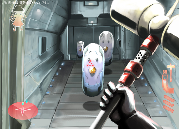 fake_screenshot, gadget_drone, graf_eisen, hammer, mahou_shoujo_lyrical_nanoha, mahou_shoujo_lyrical_nanoha_strikers, parody, retayaki, vita, weapon