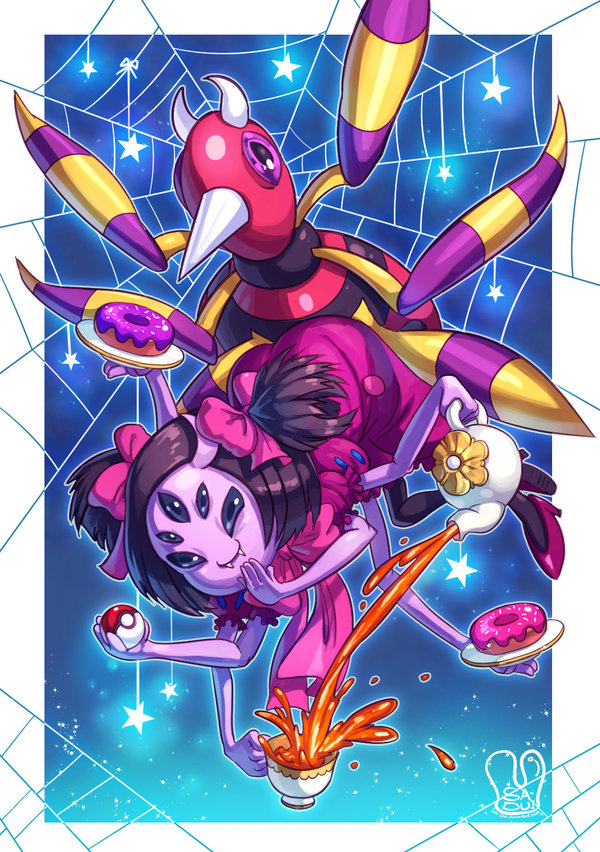1girl, ariados, ass-to-ass, back-to-back, black_hair, black_legwear, creature, crossover