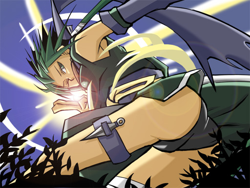 from_below, green_eyes, green_hair, lens_flare, lensflare, long_hair, looking_down, looking_up