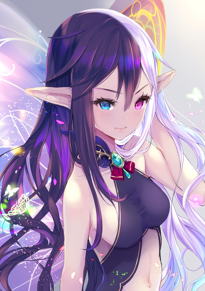 1girl, bangs, blue_eyes, blush, breasts, butterfly, butterfly_wings, center_opening
