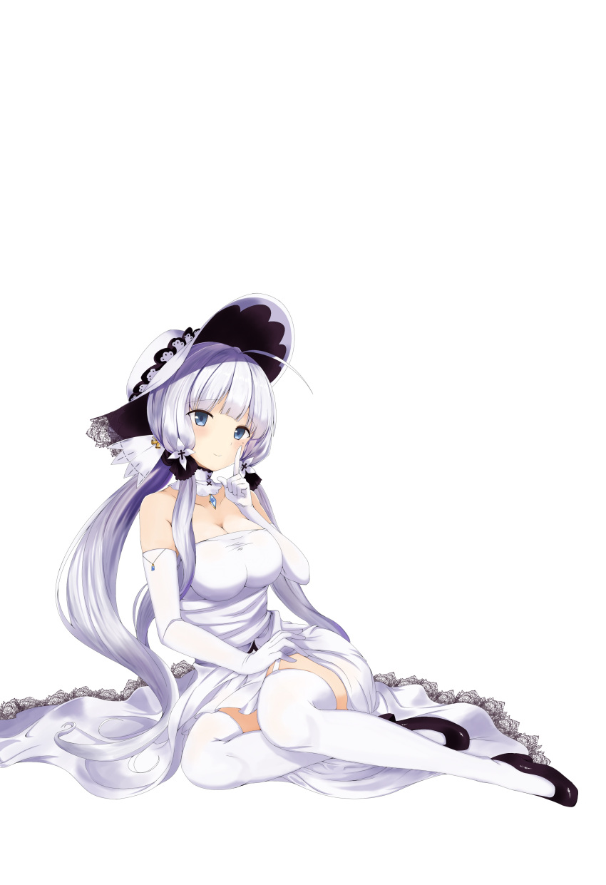 1girl, absurdres, ahoge, armlet, azur_lane, bangs, black_footwear, blue_eyes