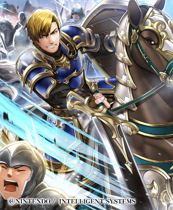 1boy, armor, beowulf_(fire_emblem), blonde_hair, company_name, faceless, faceless_male, fingerless_gloves
