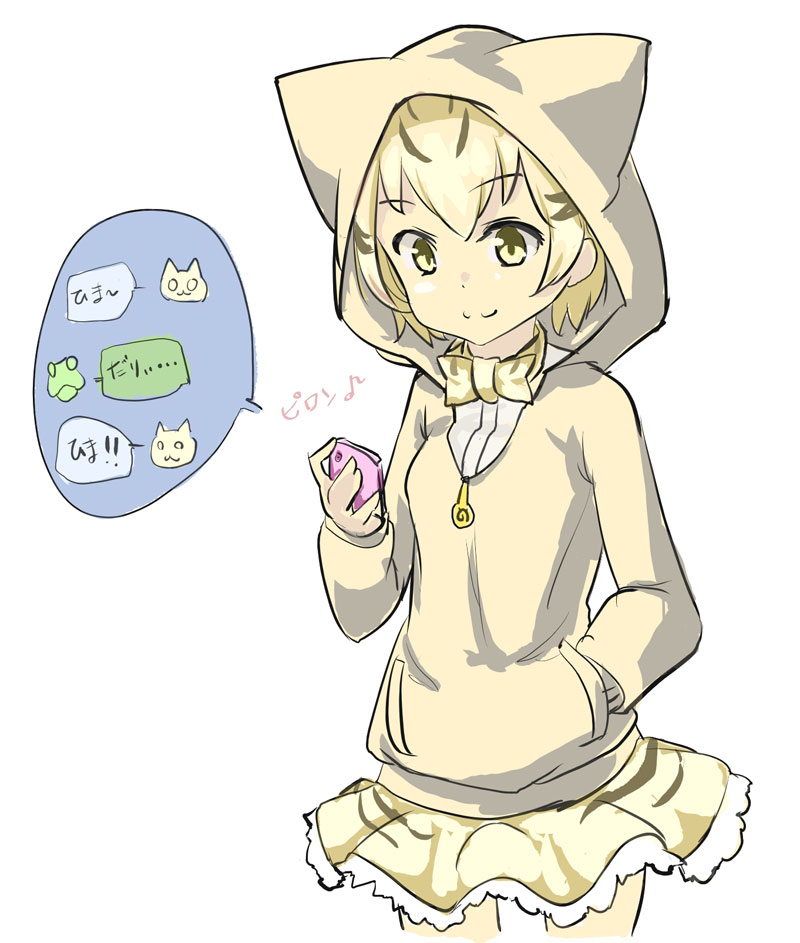 1girl, :3, alternate_costume, animal_ears, blonde_hair, bow, bowtie, cat_ears