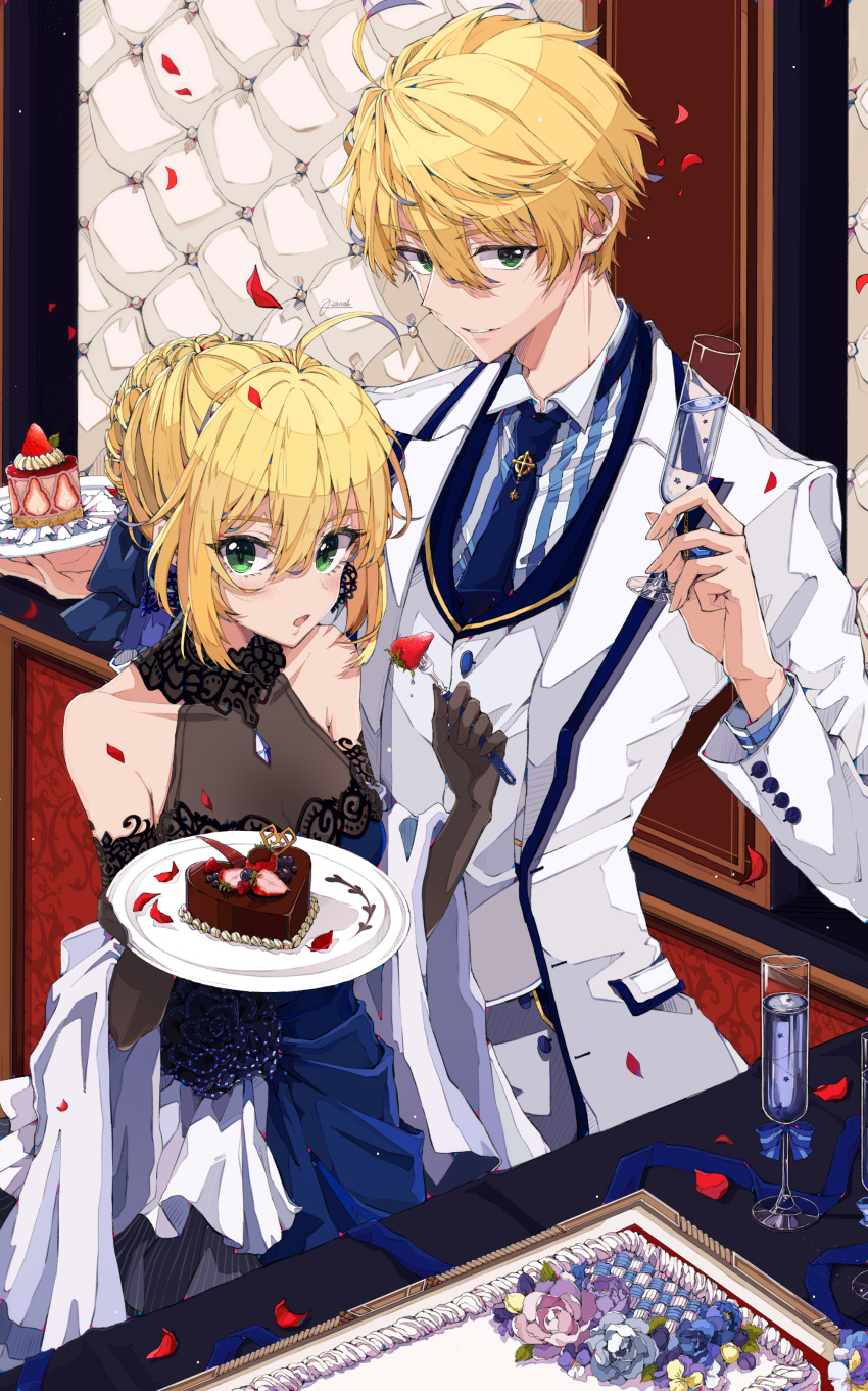 1boy, 1girl, :o, absurdres, ahegao, ahoge, arthur_pendragon_(fate), artoria_pendragon_(all)