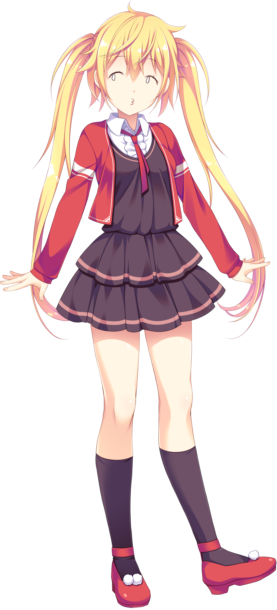 1girl, black_legwear, blonde_hair, dress, full_body, fuyuichi_monme, highres, kari_gurashi_ren'ai