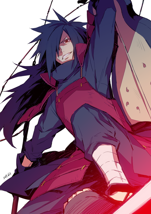 1boy, armor, bandage, bandaged_leg, black_hair, breastplate, commentary_request, fan