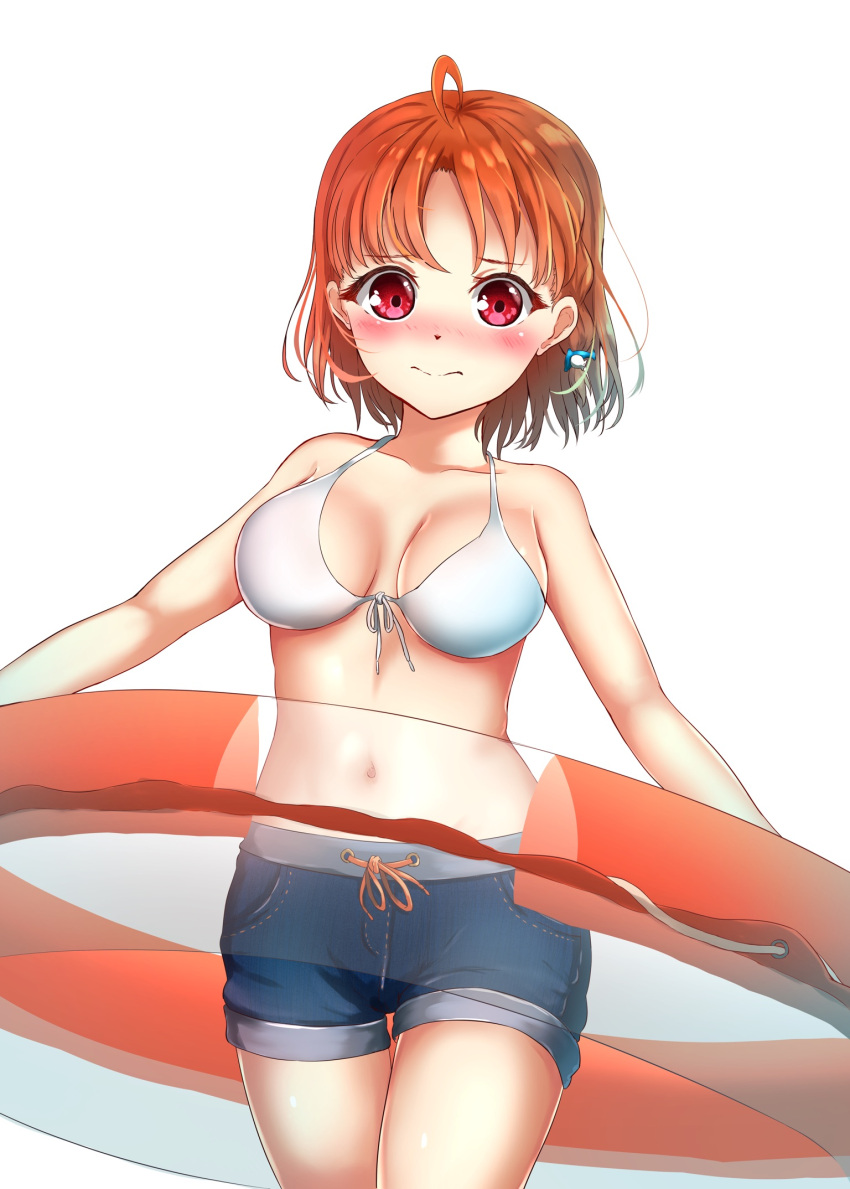 1girl, ahoge, aoiao, bangs, bikini_top, blush, braid, breasts