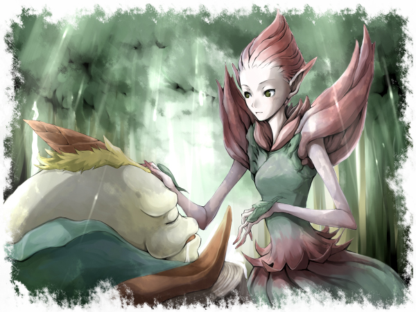 bad_id, breath_of_fire, breath_of_fire_ii, breath_of_fire_iii, forest, green_eyes, leaf, monster
