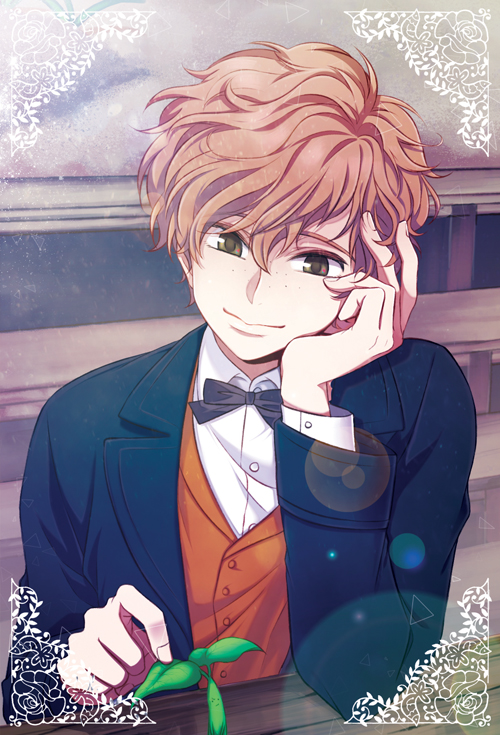 1boy, bow, bowtie, bowtruckle, brown_hair, fantastic_beasts_and_where_to_find_them, freckles, green_eyes, leaf, male_focus, newt_scamander, skymomo_d, solo