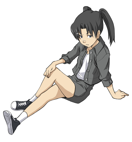 1girl, amasawa_yuuko, black_eyes, black_hair, dennou_coil, glasses, joe_sage, pencil_skirt