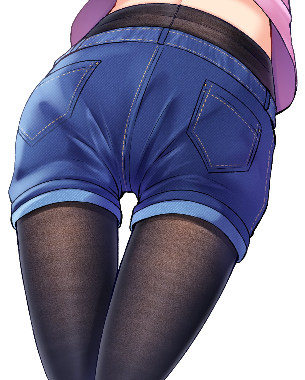 1girl, blue_shorts, denim, denim_shorts, fine_fabric_emphasis, gurande_(g-size), head_out_of_frame, highres