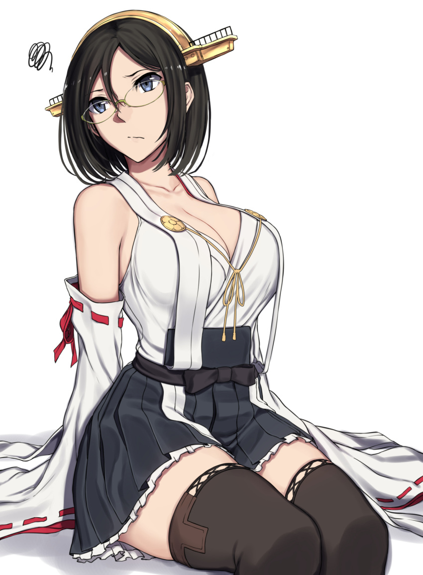 1girl, bare_shoulders, black_hair, black_skirt, boots, breasts, brown_footwear, cleavage