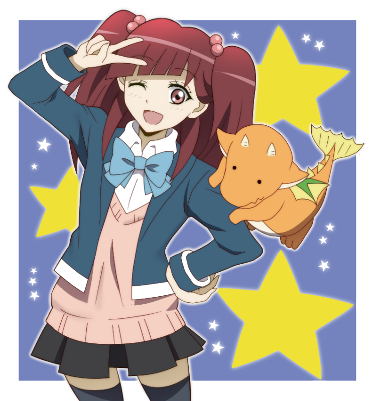 1girl, bat_wings, blush, bow, bowtie, brown_hair, dragon, dragon_tail