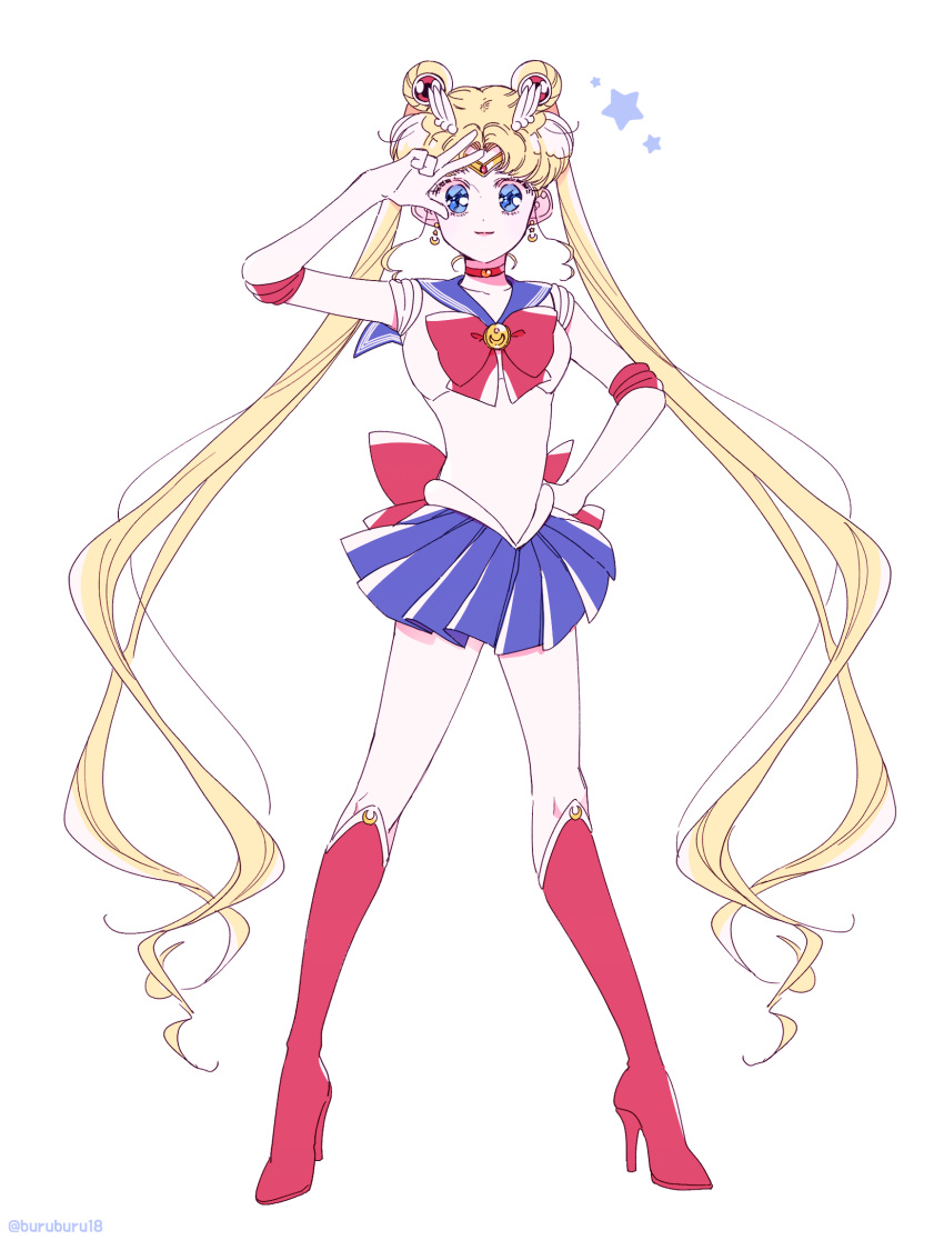 1girl, absurdly_long_hair, bangs, bishoujo_senshi_sailor_moon, blue_eyes, blue_skirt, boots, bow