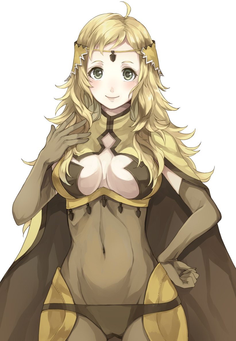 1girl, ahoge, blonde_hair, bodysuit, breasts, cleavage_cutout, cloak, covered_navel