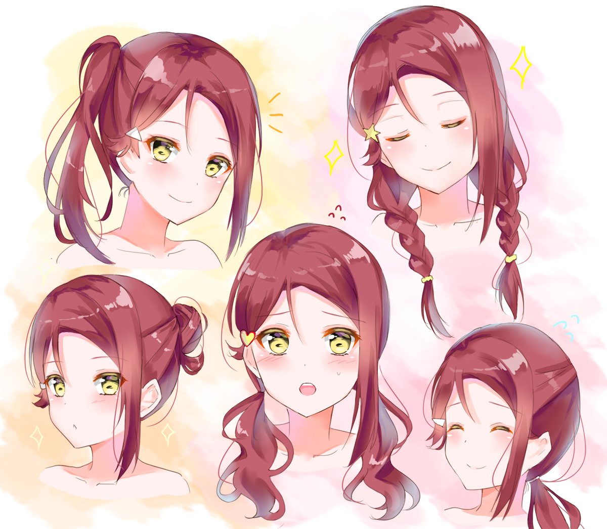 1girl, braid, hair_ornament, lemon_t, long_hair, looking_at_viewer, love_live!, love_live!_sunshine!!