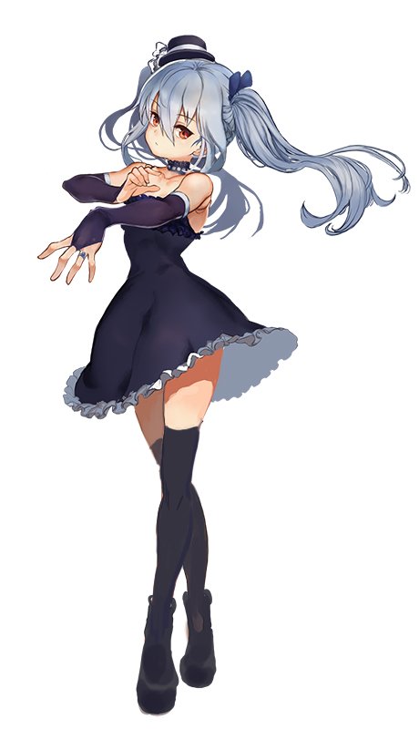 1girl, black_gloves, black_legwear, dress, elbow_gloves, gloves, granblue_fantasy, hat