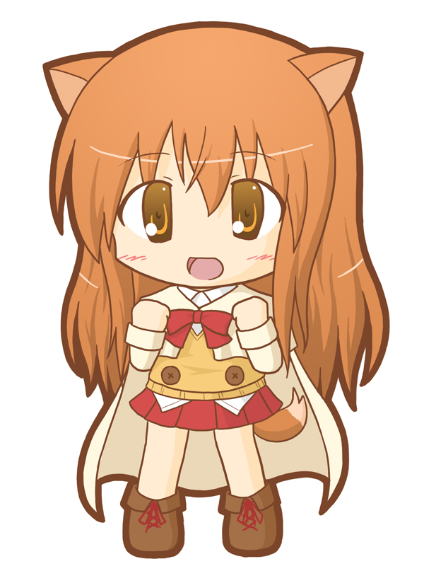 1girl, :d, animal_ears, bangs, beige_cape, blush, boots, brown_eyes