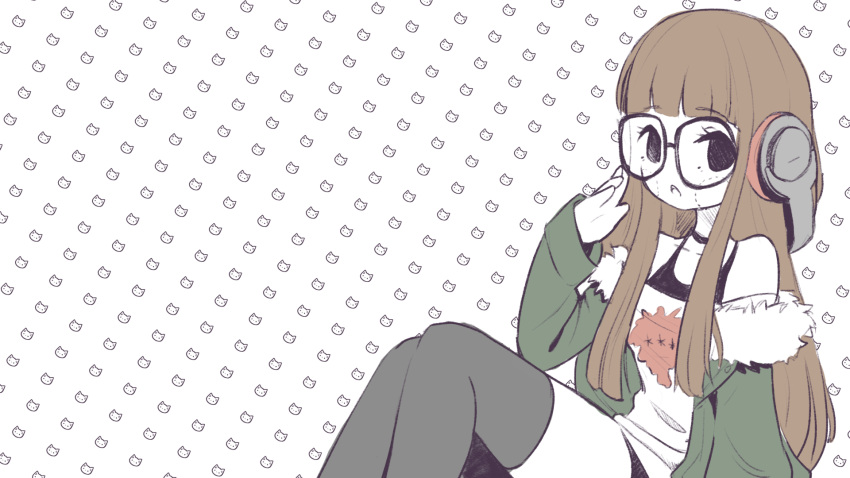 1girl, angelica_(k3lly), arm_at_side, arm_up, bangs, black-framed_eyewear, black_choker, black_eyes