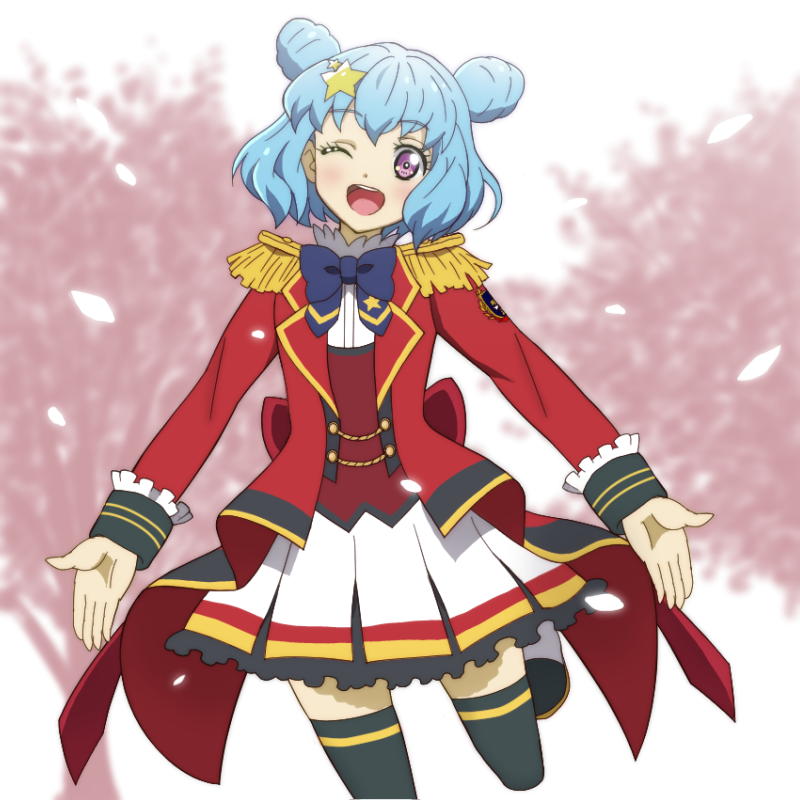 1girl, :d, aikatsu!_(series), aikatsu_stars!, black_legwear, blue_bow, blue_hair, blue_neckwear