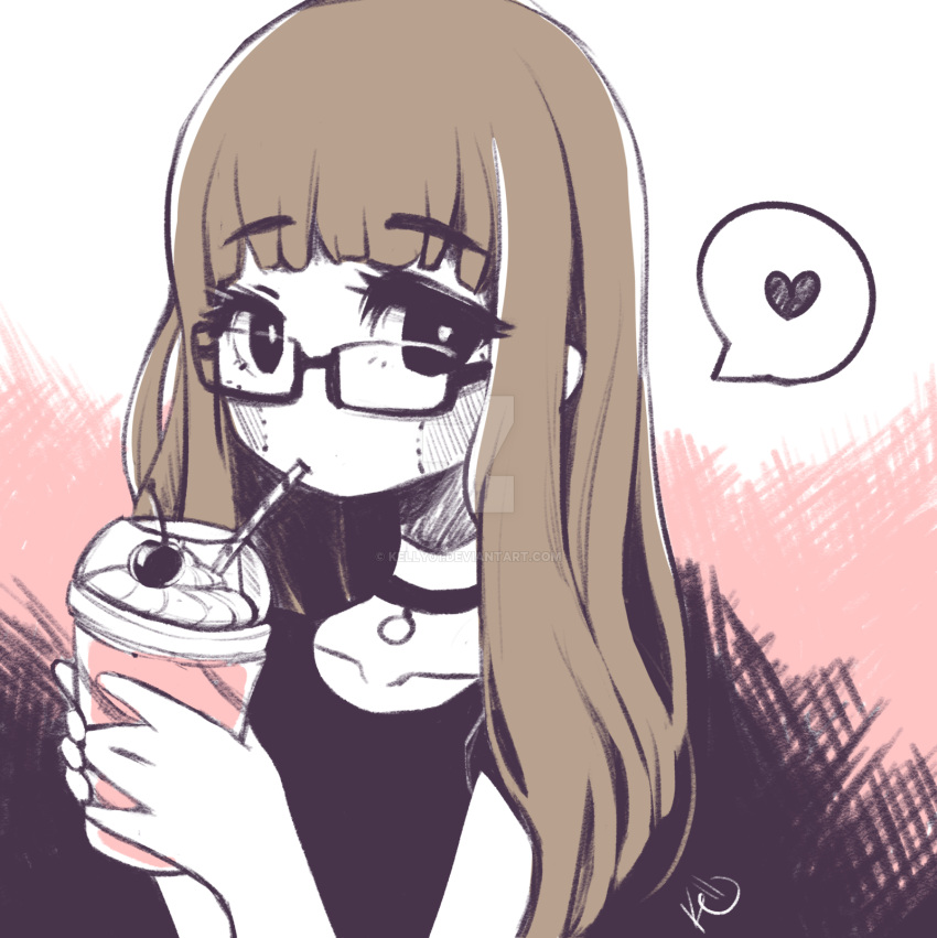 1girl, angelica_(k3lly), arms_up, artist_name, bangs, black_choker, black_eyes, black_shirt