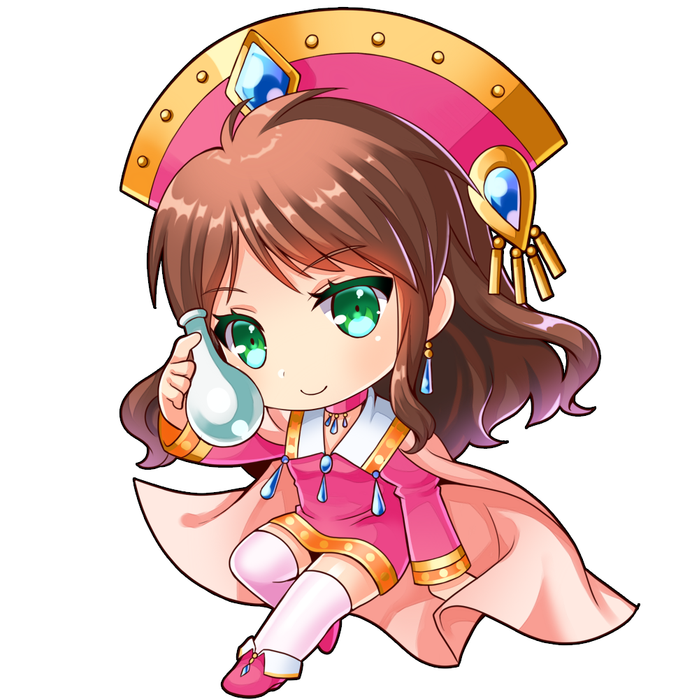 1girl, atelier_(series), atelier_elie, atelier_viorate, bangs, beaker, cape, chibi