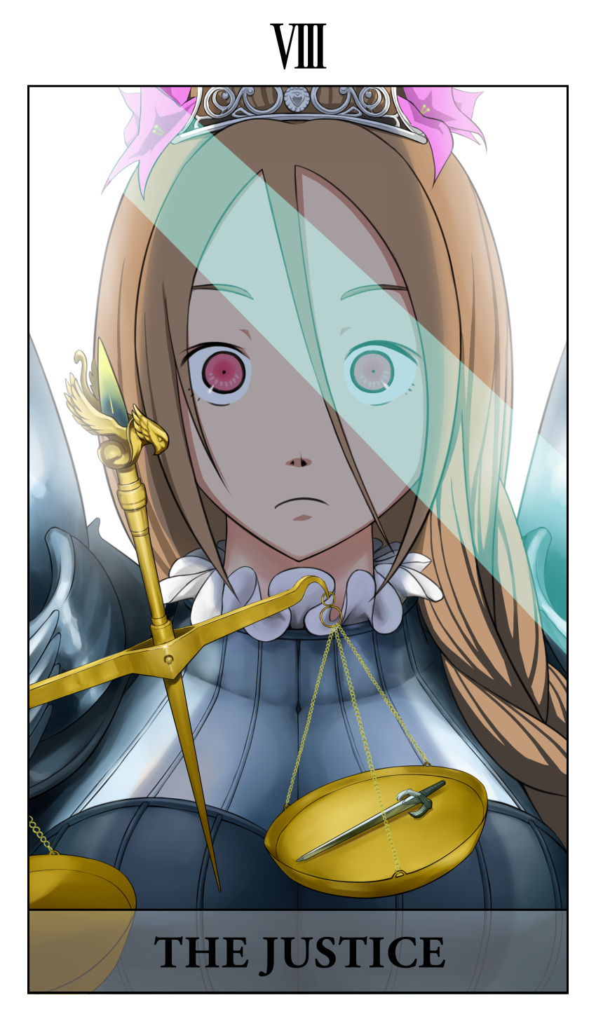 bad_id, brown_hair, fantasy_earth_zero, highres, penpen_(artist), pink_eyes, tarot, wadrite_berkstein_hordaine