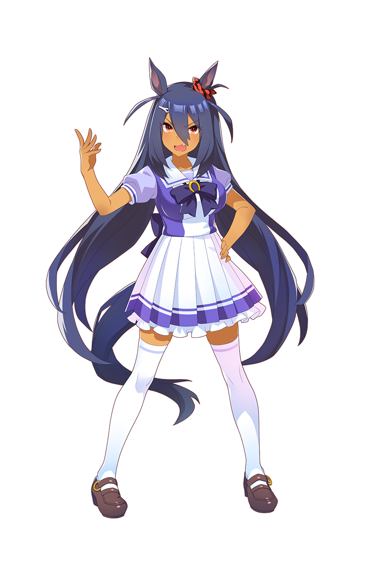 1girl, animal_ears, full_body, highres, hishi_amazon, horse_ears, horse_tail, official_art