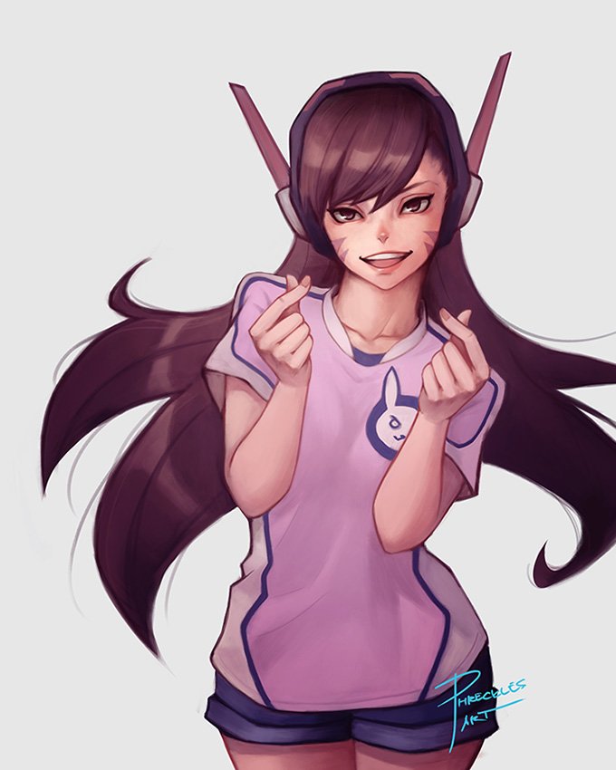 1girl, bangs, brown_eyes, brown_hair, commentary, d.va_(overwatch), e-sports, ernest_nigel_tuvera