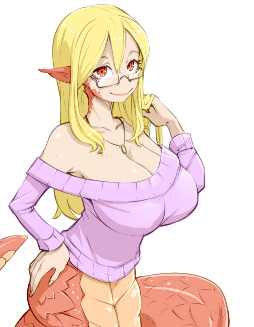 1girl, bare_shoulders, blonde_hair, breasts, closed_mouth, fingernails, glavenus, hair_between_eyes