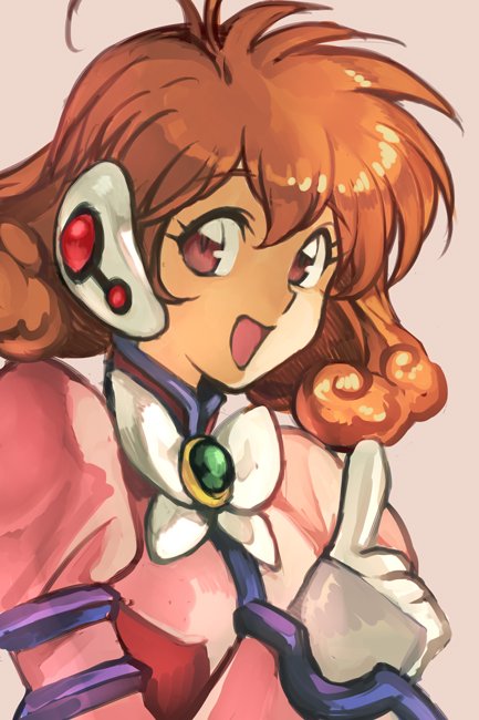 1girl, :d, bangs, bow, bowtie, brown_hair, corrector_yui, gem