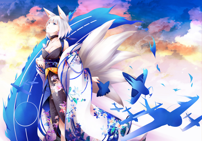 1girl, absurdres, aircraft, airplane, animal_ears, azur_lane, bangs, blue_eyes