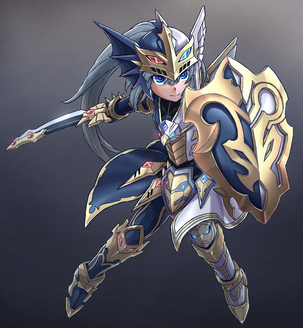 1boy, armor, artist_request, black_luster_soldier, duel_monster, gloves, gradient_eyes, greaves