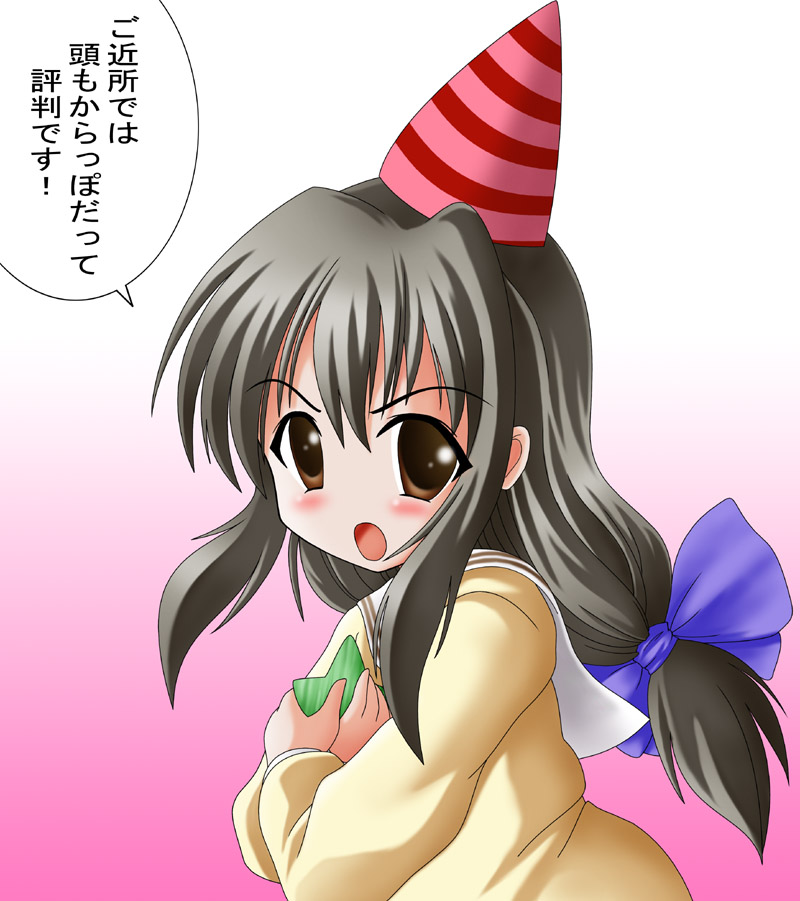 bow, brown_eyes, clannad, final_(artist), hair_bow, hat, ibuki_fuuko, long_hair