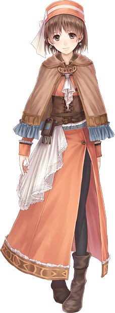 1girl, atelier_(series), atelier_elie, atelier_elkrone, black_legwear, bow, brown_capelet, brown_eyes