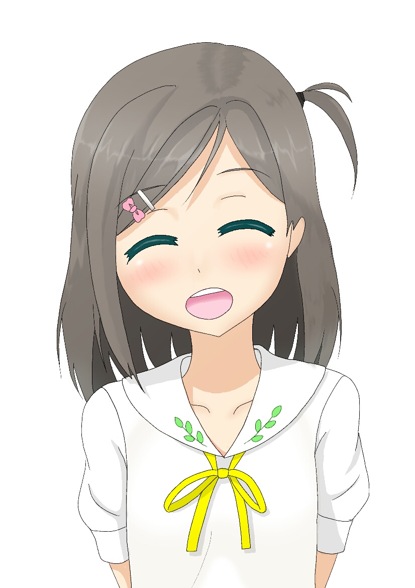 1girl, closed_eyes, cute, enoki, grey_hair, hentai_ouji_to_warawanai_neko, open_mouth, pixiv