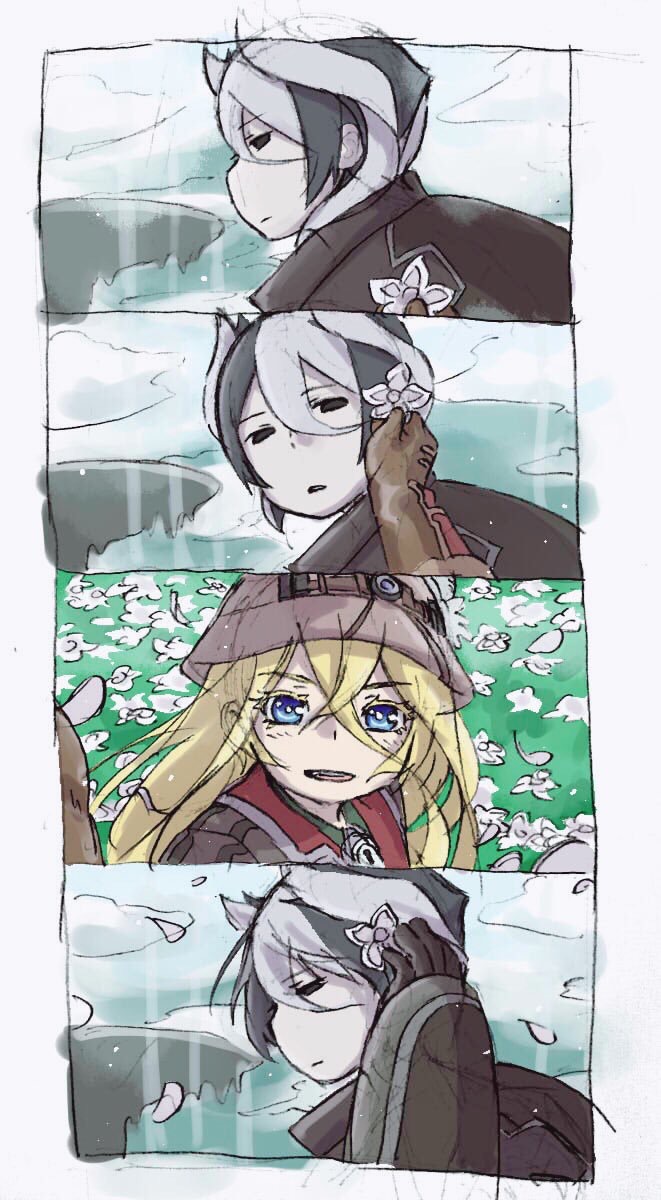 2girls, 4koma, black_cape, black_eyes, black_hair, blue_eyes, cape, closed_mouth