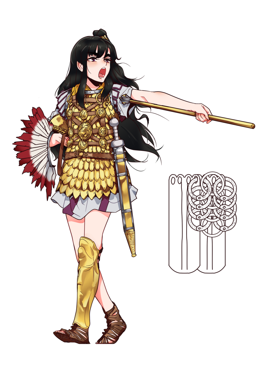 armor, bangs, baton, belt, belt_buckle, bitchcraft123, black_hair, buckle