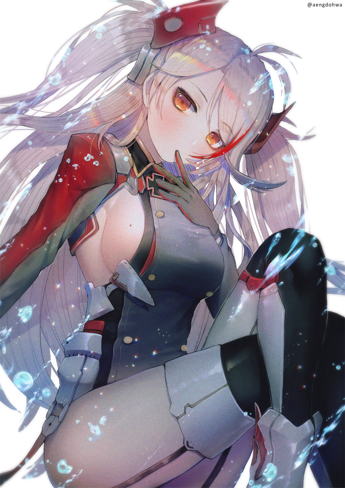 1girl, antenna_hair, azur_lane, bangs, blush, breasts, confetti, covered_mouth