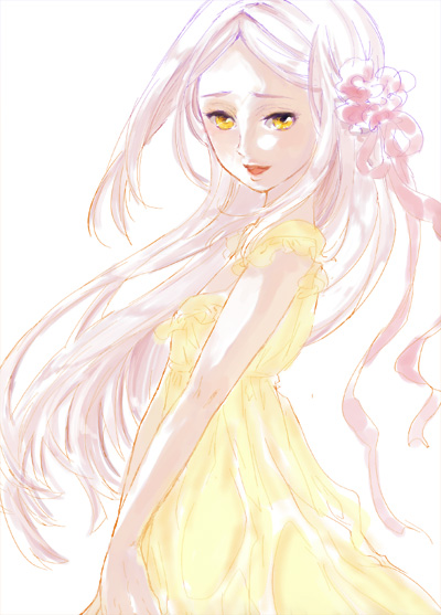 dress, flower, gundam, gundam_00, higi_(pixiv), lavender_hair, long_hair, smile