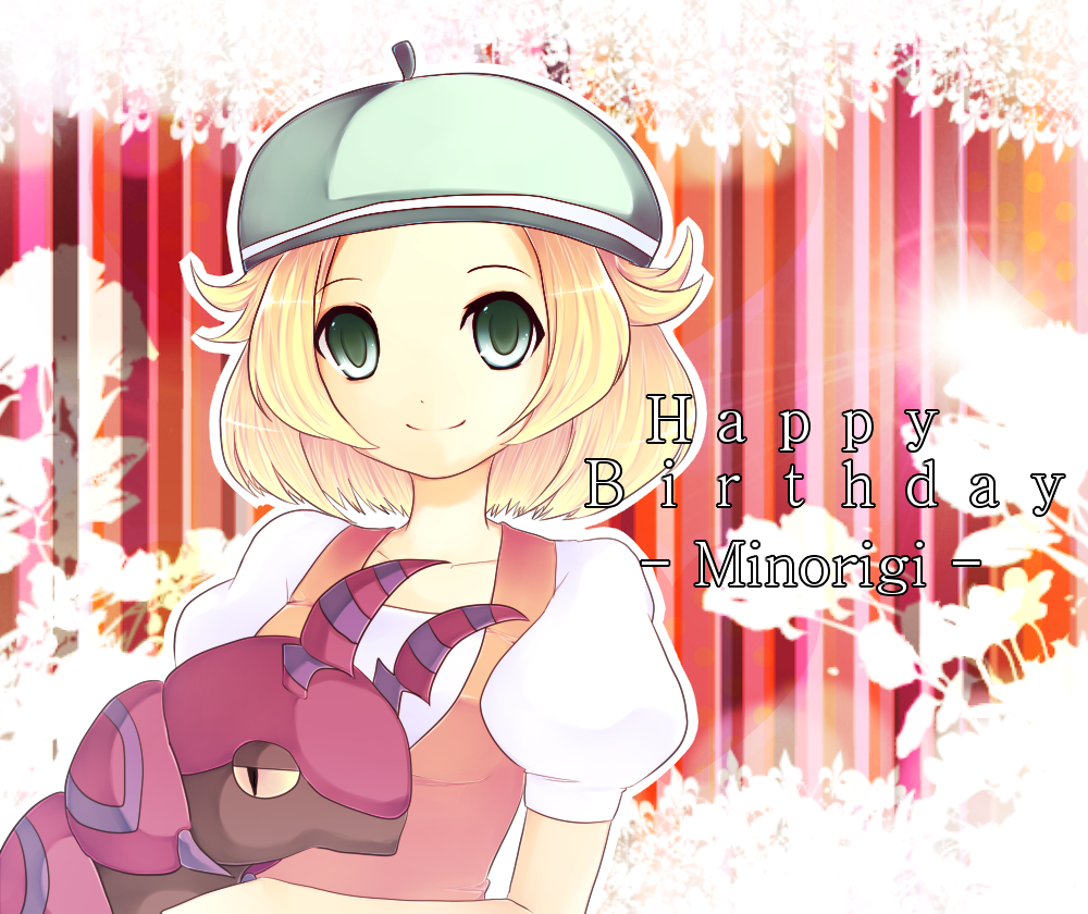 1girl, aoi_koto_madoka, bel_(pokemon), blonde_hair, breasts, commentary_request, dress, hat